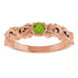 14K Rose Gold Natural Peridot Floral Ring