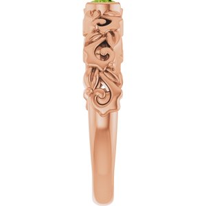 14K Rose Gold Natural Peridot Floral Ring
