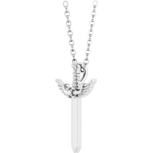 Sterling Silver Natural Ruby Dagger 18" Necklace