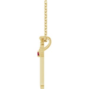 14K Yellow Gold Natural Ruby Dagger 18" Necklace