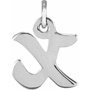 14K White Gold Petite Initial X Pendant