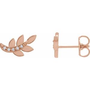 14K Rose Gold .07 CTW Natural Diamond Leaf Earrings – image 2