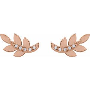 14K Rose Gold .07 CTW Natural Diamond Leaf Earrings – image 3