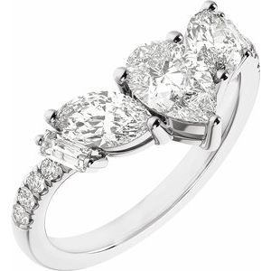 14K White 1 1/2CTW Lab-Grown Diamond Contour Band
