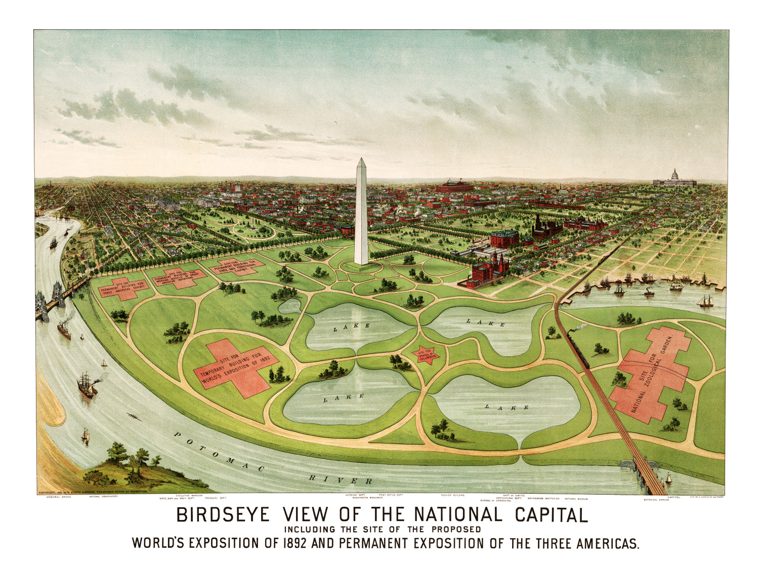 Vintage Map of Washington, DC 1892