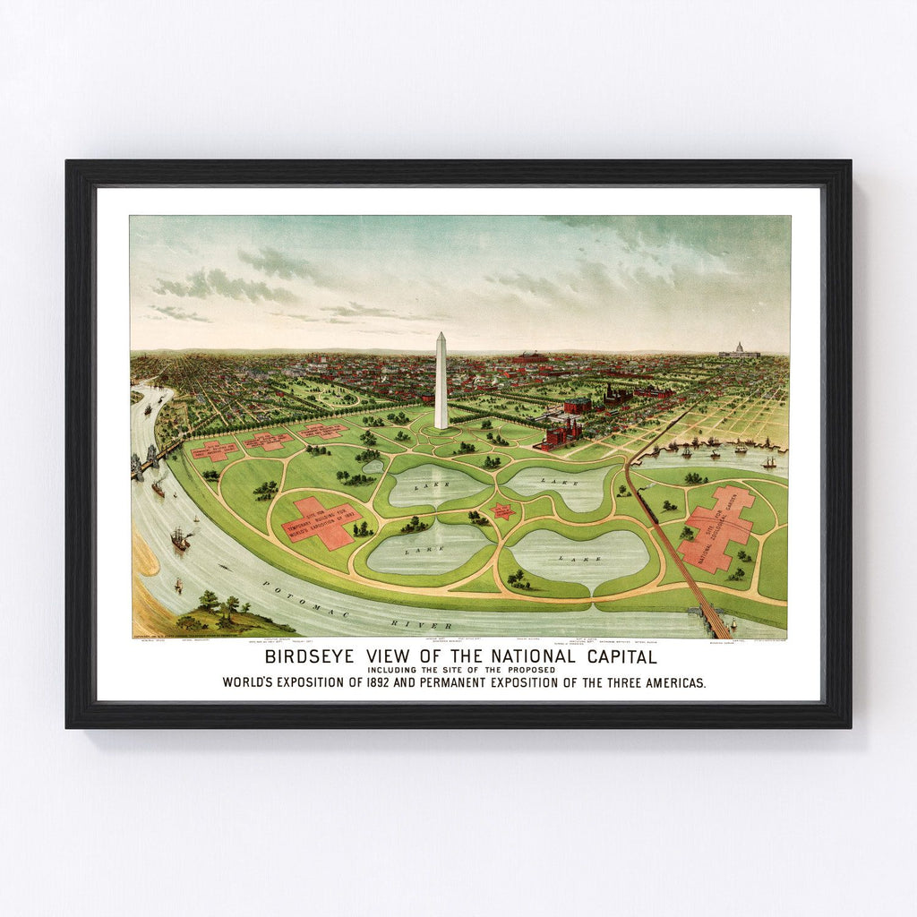 Vintage Map of Washington, DC 1892