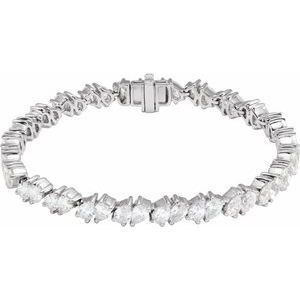 14K White Gold 9 1/2 CTW Lab-Grown Diamond Line 7" Bracelet