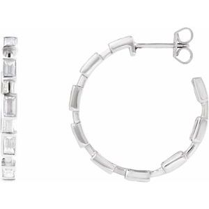 14K White Gold 1 1/4 CTW Lab-Grown Diamond 24.5 mm Hoop Earrings