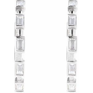 14K White Gold 1 1/4 CTW Lab-Grown Diamond 24.5 mm Hoop Earrings