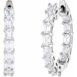 14K White Gold 3 CTW Lab-Grown Diamond Inside-Outside 21.2 mm Hoop Earrings – image 2