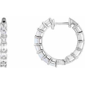 14K White Gold 3 CTW Lab-Grown Diamond Inside-Outside 21.2 mm Hoop Earrings