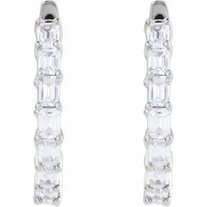 14K White Gold 3 CTW Lab-Grown Diamond Inside-Outside 21.2 mm Hoop Earrings – image 3