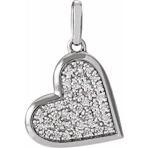 14K White Gold 1/4 CTW Natural Diamond Heart Charm/Pendant