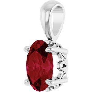 Sterling Silver Lab-Grown Ruby Pendant