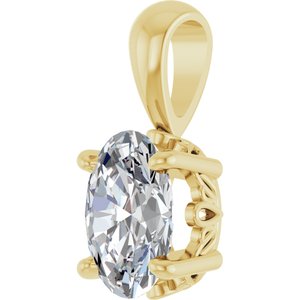 14K Yellow Gold 3/4 CT Oval Lab-Grown Diamond Pendant