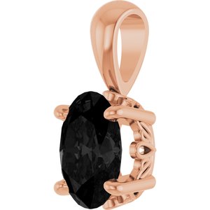 14K Rose Gold Natural Black Onyx Pendant
