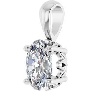 14K White Gold 3/4 CT Oval Lab-Grown Diamond Pendant