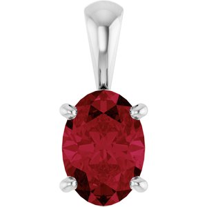 Sterling Silver Lab-Grown Ruby Pendant