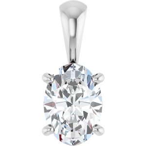 14K White Gold 3/4 CT Oval Lab-Grown Diamond Pendant