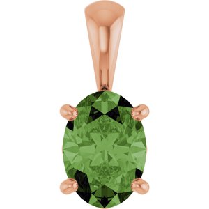 14K Rose Gold Natural Green Tourmaline Pendant