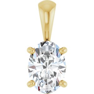 14K Yellow Gold 3/4 CT Oval Lab-Grown Diamond Pendant
