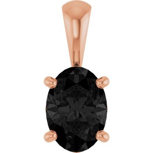 14K Rose Gold Natural Black Onyx Pendant