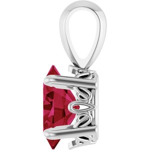Sterling Silver Lab-Grown Ruby Pendant
