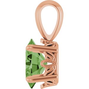 14K Rose Gold Natural Green Tourmaline Pendant