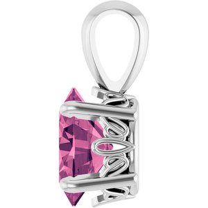 Sterling Silver Natural Pink Tourmaline Pendant