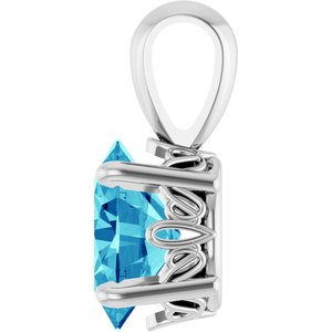 Sterling Silver Natural Blue Zircon Pendant