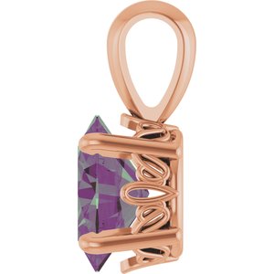 14K Rose Gold Lab-Grown Alexandrite Pendant