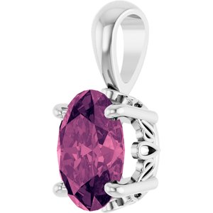 Sterling Silver Natural Pink Tourmaline Pendant