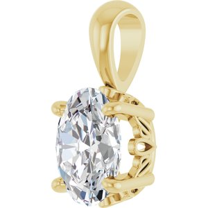14K Yellow Gold 1 CT Oval Lab-Grown Diamond Pendant