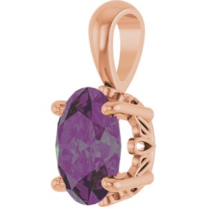 14K Rose Gold Lab-Grown Alexandrite Pendant