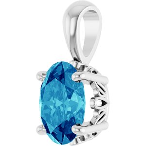 Sterling Silver Natural Blue Zircon Pendant