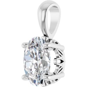 14K White Gold 1 CT Oval Lab-Grown Diamond Pendant
