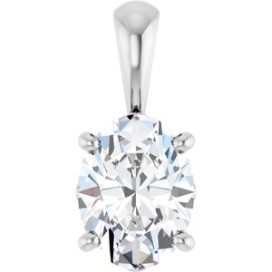 Sterling Silver 1 CT Oval Lab-Grown Diamond Pendant