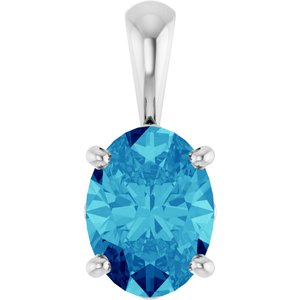 Sterling Silver Natural Blue Zircon Pendant