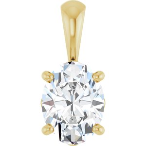 14K Yellow Gold 1 CT Oval Lab-Grown Diamond Pendant
