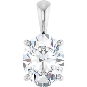 Sterling Silver 1 1/2 CT Oval Lab-Grown Diamond Pendant