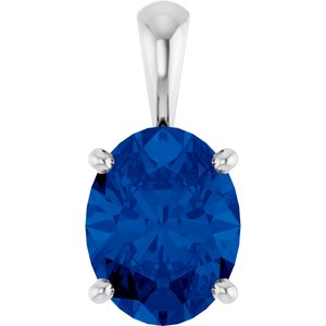 Sterling Silver Lab-Grown Blue Sapphire Pendant