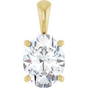 14K Yellow Gold 1 1/2 CT Oval Lab-Grown Diamond Pendant