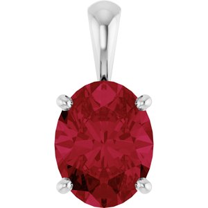 Sterling Silver Lab-Grown Ruby Pendant