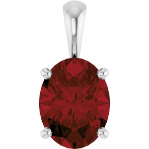 Sterling Silver Natural Mozambique Garnet Pendant
