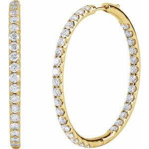 14K Yellow Gold 5 1/8 CTW Natural Diamond Inside-Outside Hinged 42.8 mm Hoop Earrings – image 2