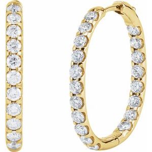14K Yellow Gold 3 CTW Natural Diamond Inside-Outside Hinged 28.3 mm Hoop Earrings – image 2