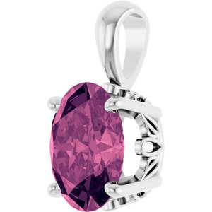 Sterling Silver Natural Pink Tourmaline Pendant