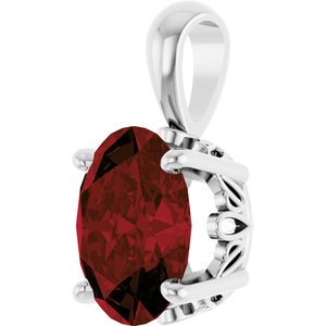 Sterling Silver Natural Mozambique Garnet Pendant