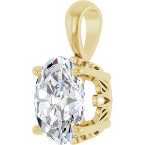 14K Yellow Gold 1 1/2 CT Oval Lab-Grown Diamond Pendant