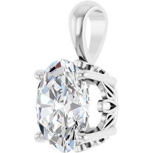 Sterling Silver 1 1/2 CT Oval Lab-Grown Diamond Pendant